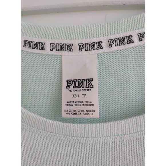 VS PINK Sweater Mint green Silver Bling/ Rhinestones XS - Picture 5 of 7